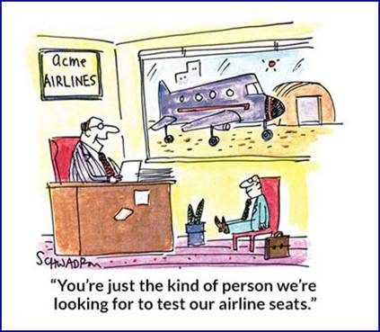 test airline seats cartoon