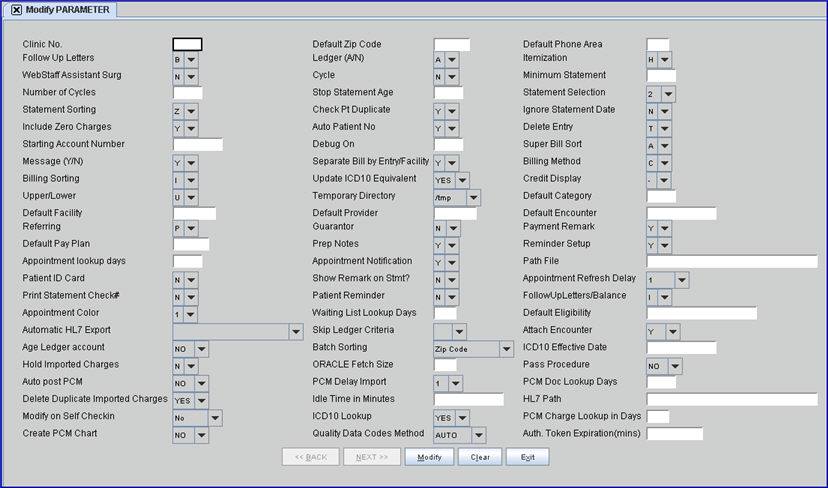utility setup parameter