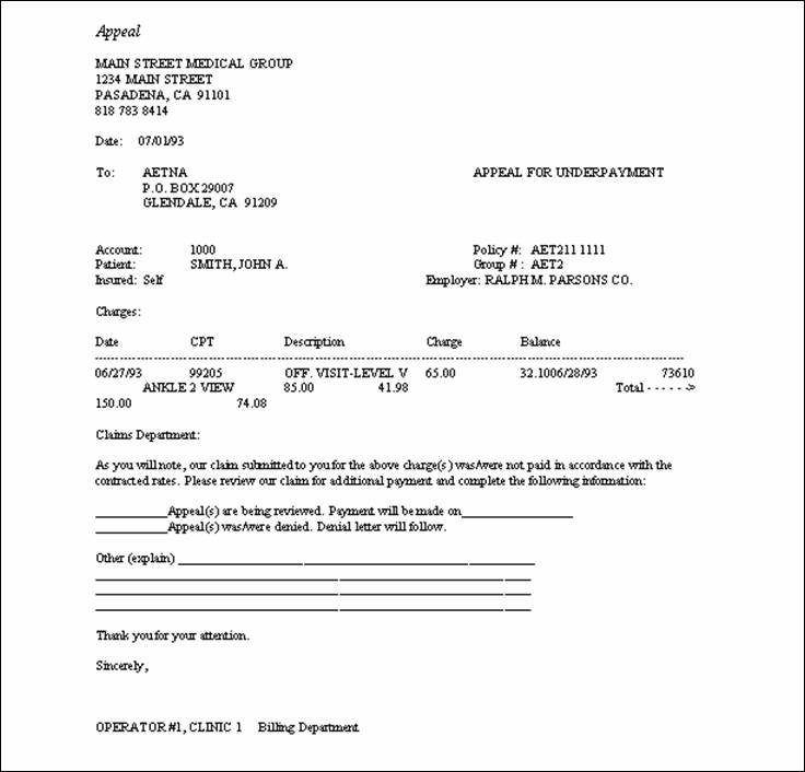 Insurance denial appeal letter template picture